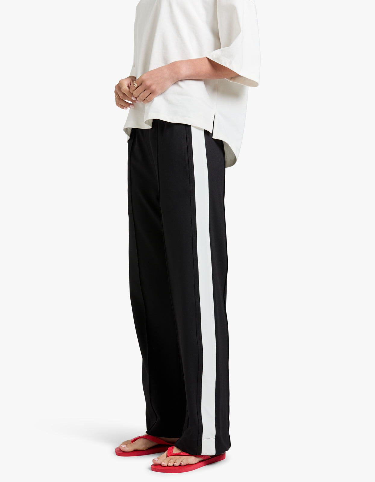 Twill Stripe Detail Pant - Black/White