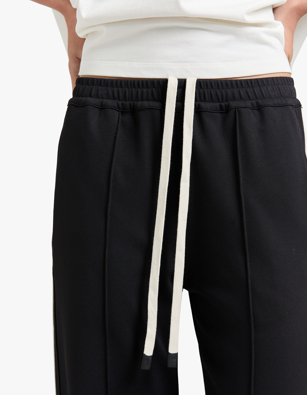 Twill Stripe Detail Pant - Black/White