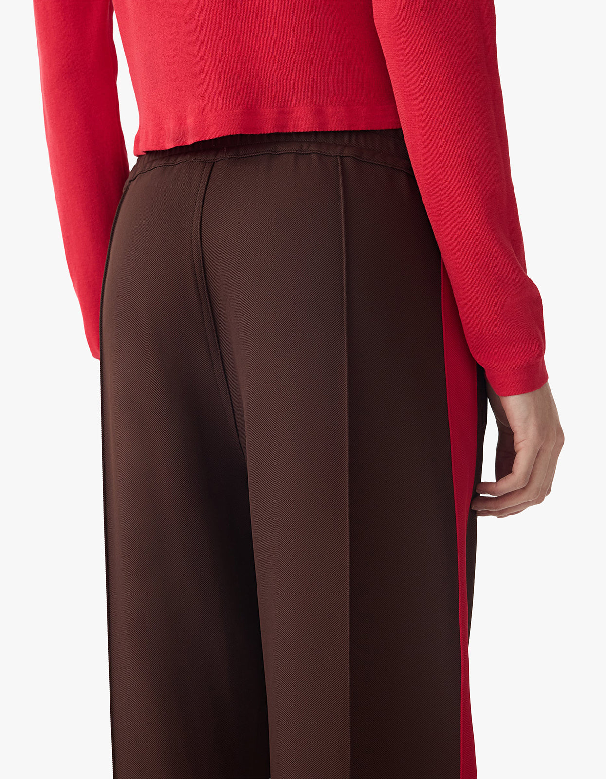 Twill Stripe Detail Pant - Carob / Red