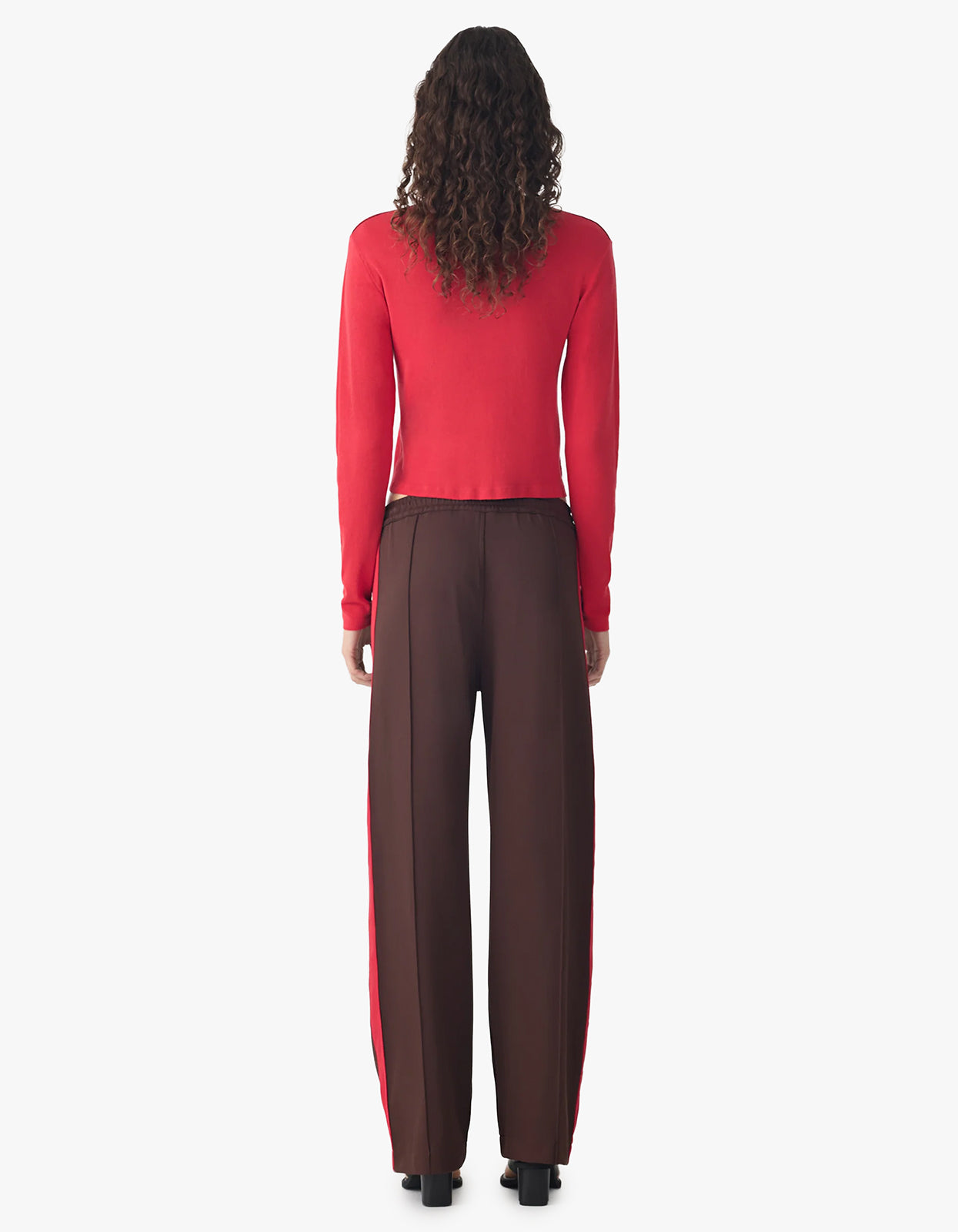 Twill Stripe Detail Pant - Carob / Red