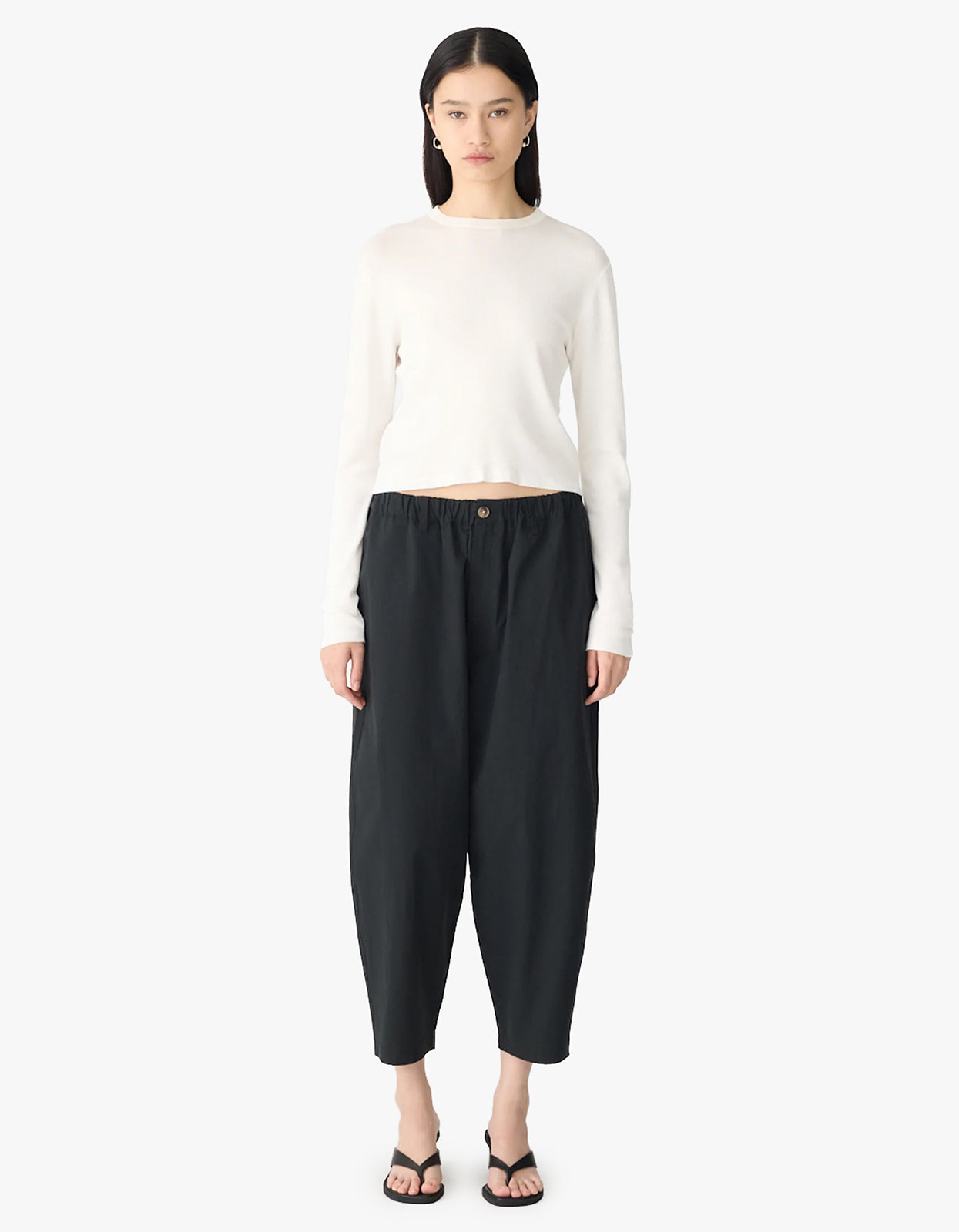 Crushed Cotton Summer Pant - Black