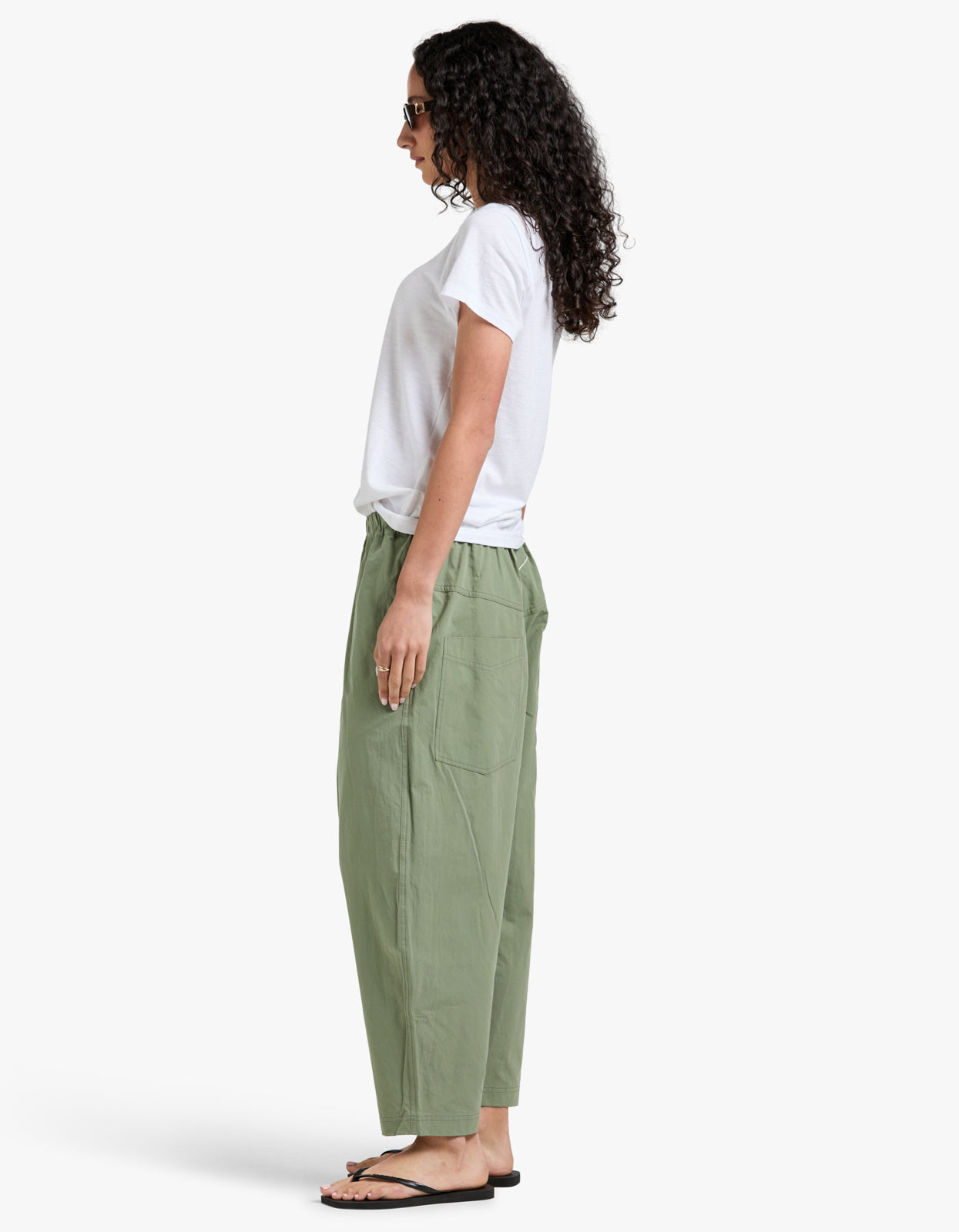 Crushed Cotton Summer Pant - Dark Sage