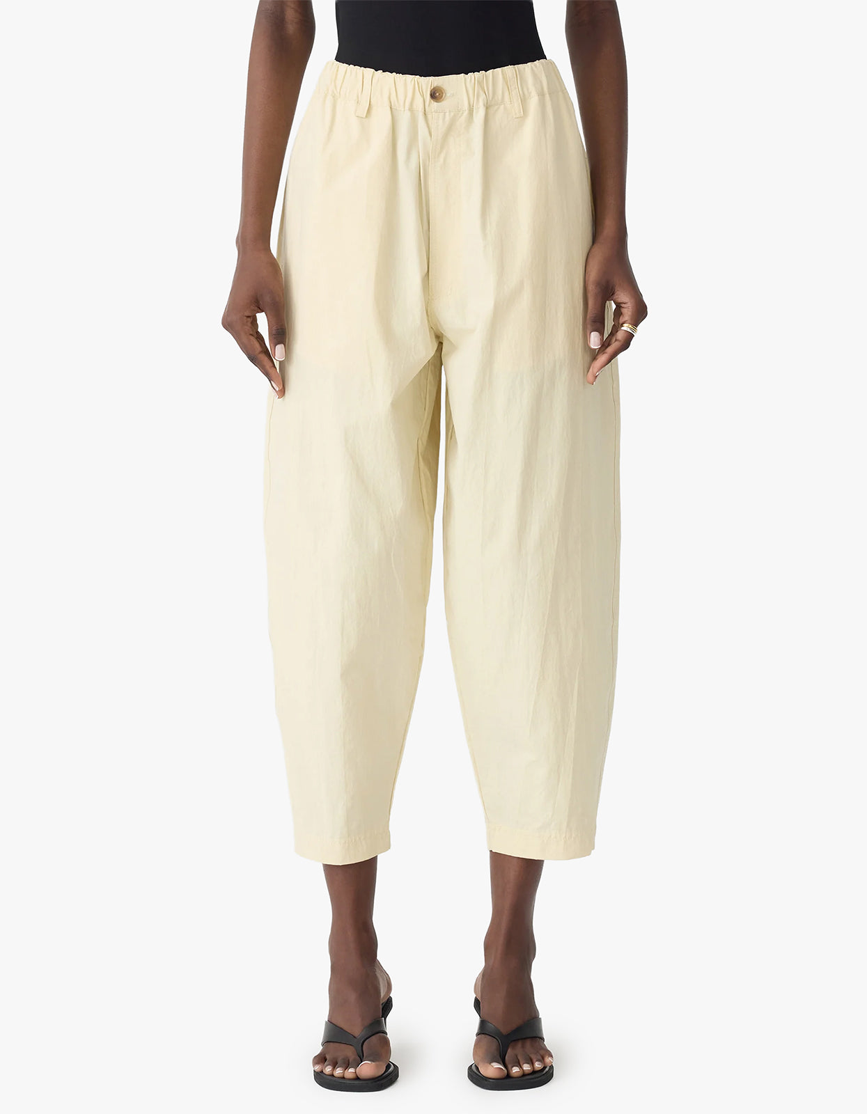 Crushed Cotton Summer Pant - Pale Yellow