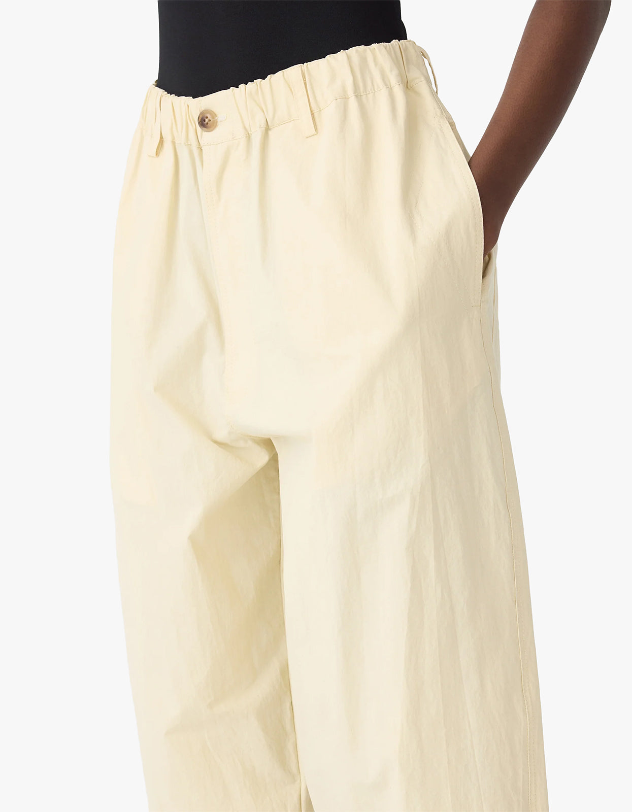 Crushed Cotton Summer Pant - Pale Yellow