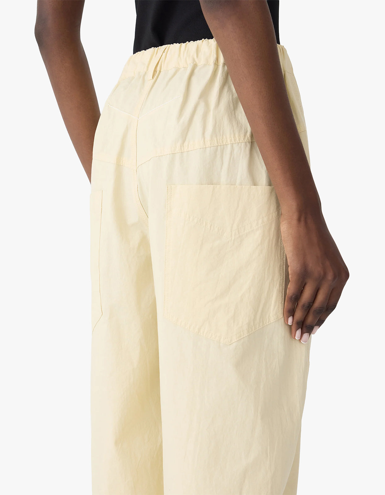 Crushed Cotton Summer Pant - Pale Yellow