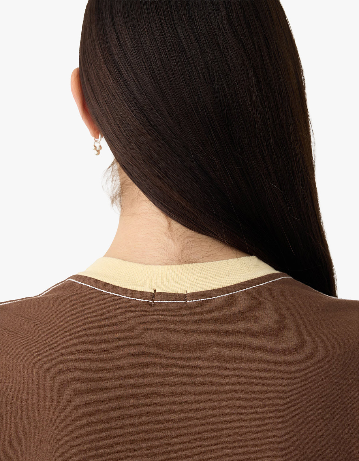 Contrast V-Neck Baby T-Shirt - Chocolate Brown/Lemon Glaze