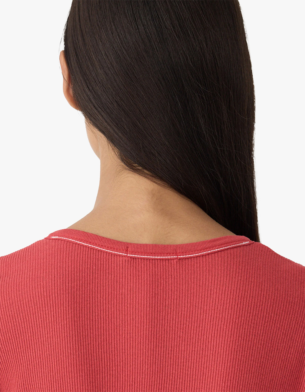 Sheer Rib Placket T.Shirt - Heritage Red