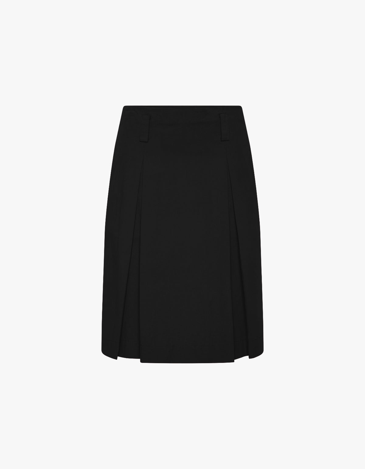 Crushed Cotton Box Pleat Skirt - Black
