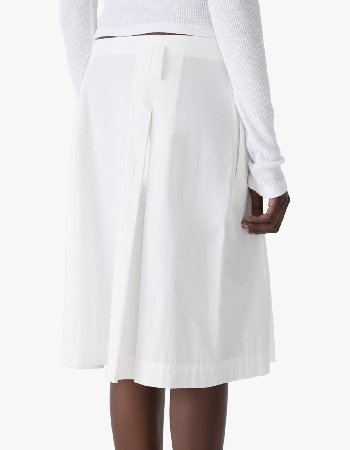 Crushed Cotton Box Pleat Skirt - Natural