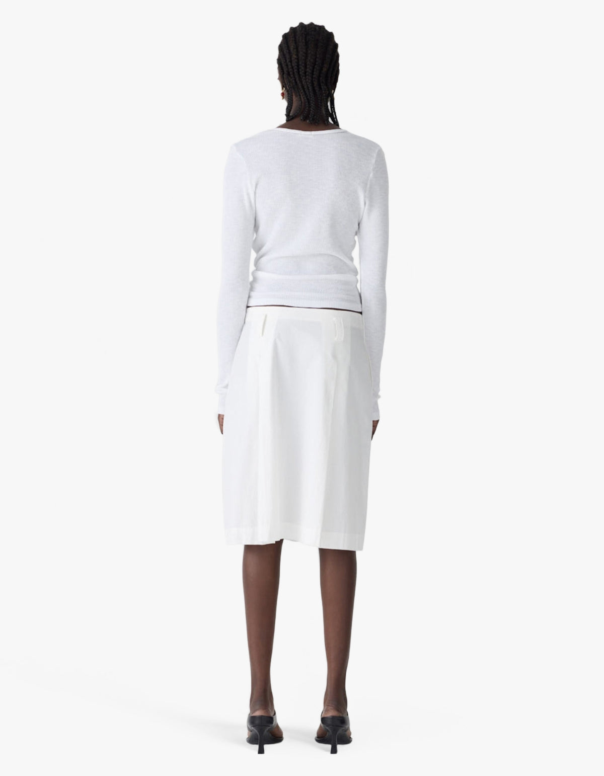 Crushed Cotton Box Pleat Skirt - Natural
