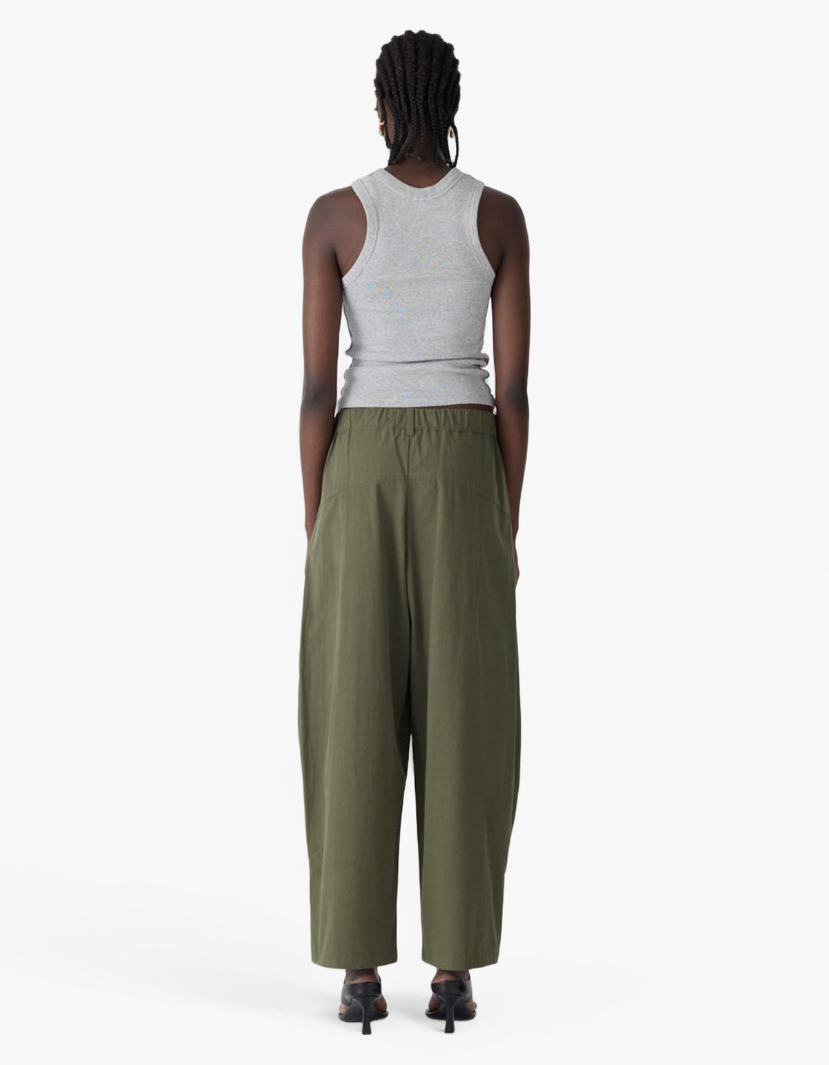Crushed Cotton Barrel Pant - Khaki