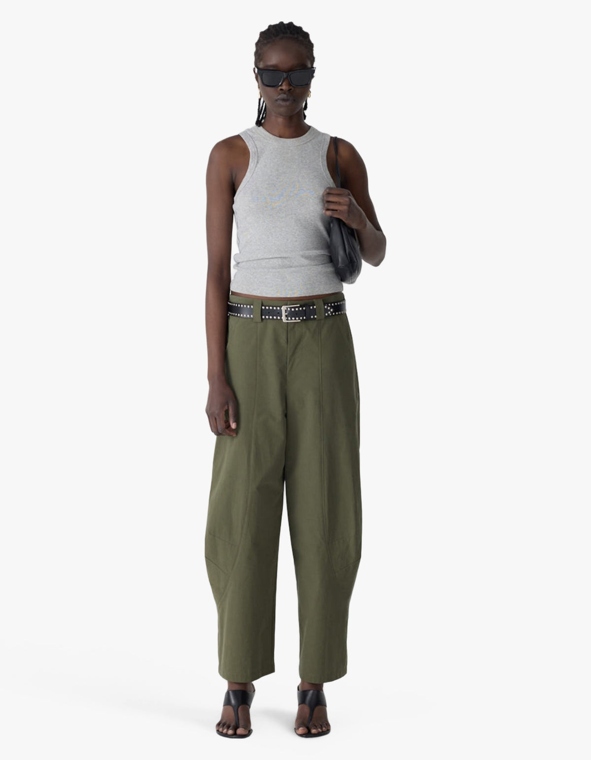 Crushed Cotton Barrel Pant - Khaki