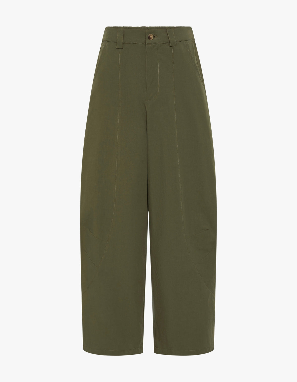 Crushed Cotton Barrel Pant - Khaki
