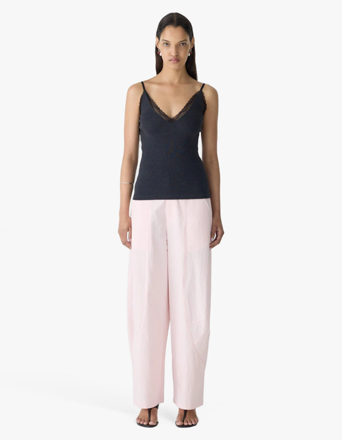 Crushed Cotton Barrel Pant - Soft Pink