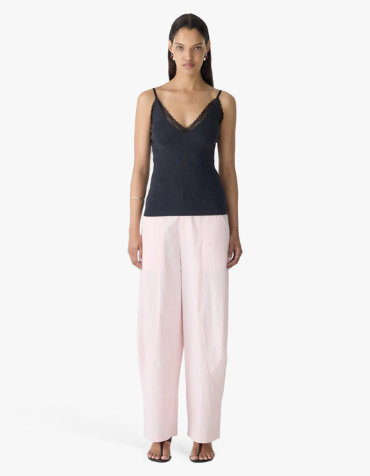 Crushed Cotton Barrel Pant - Soft Pink