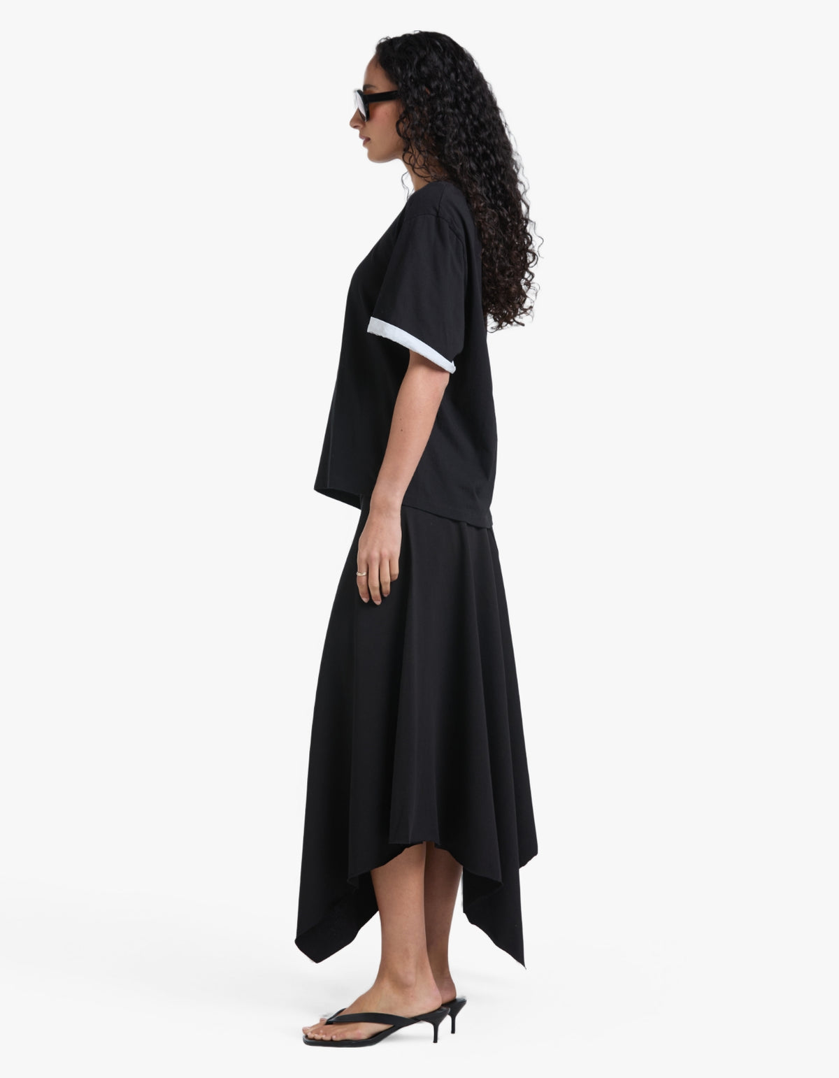 Slouch Turnback T-Shirt - Black/White