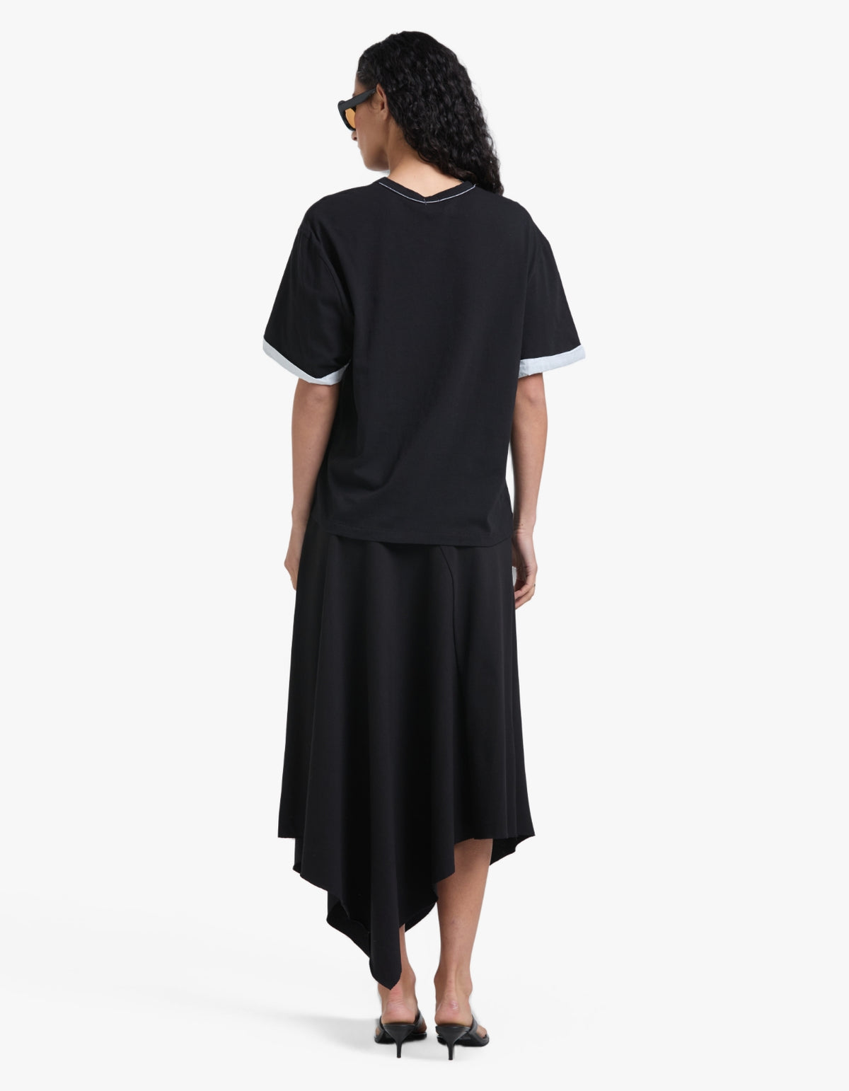 Slouch Turnback T-Shirt - Black/White