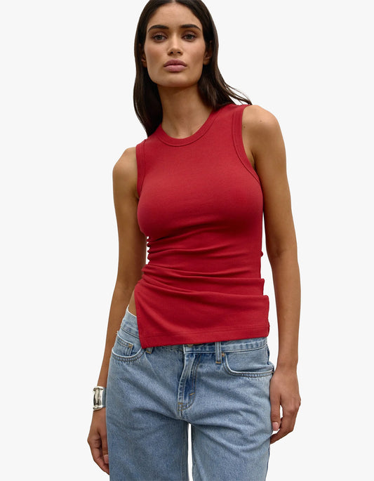 Lana Rouched Tee - Red