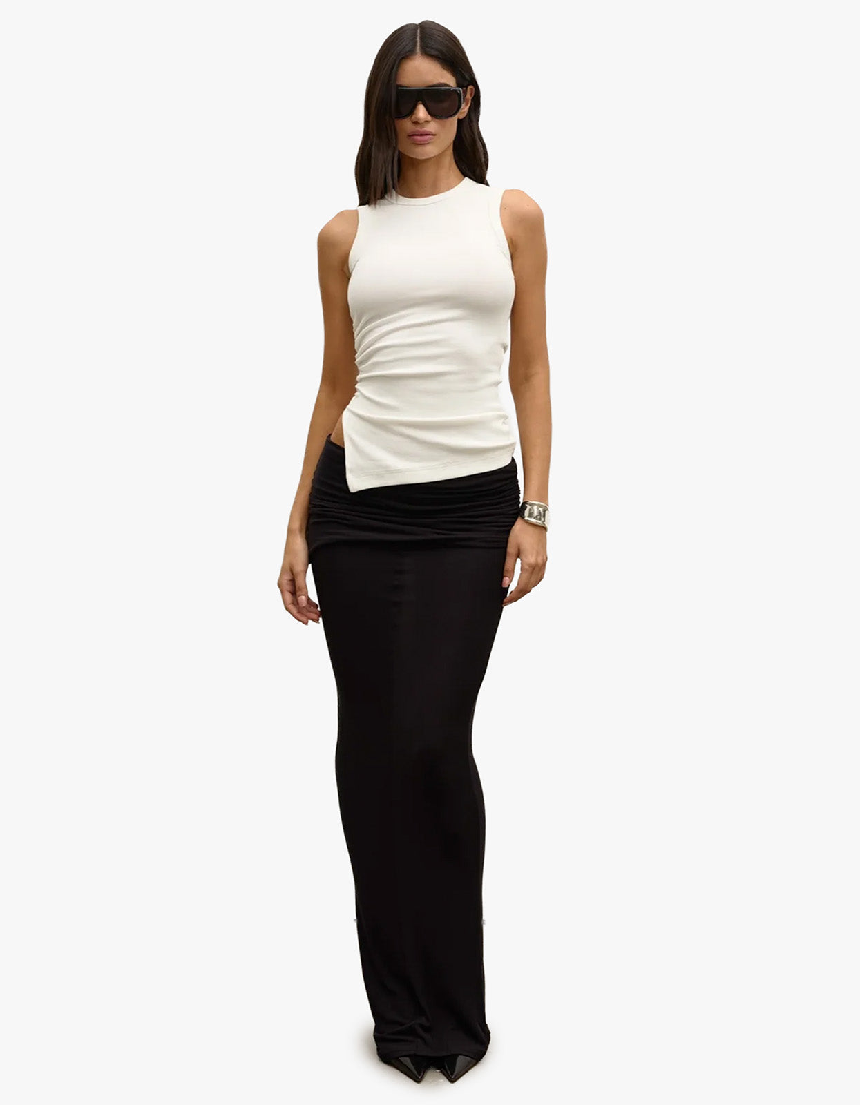 Lana Rouched Tee - White