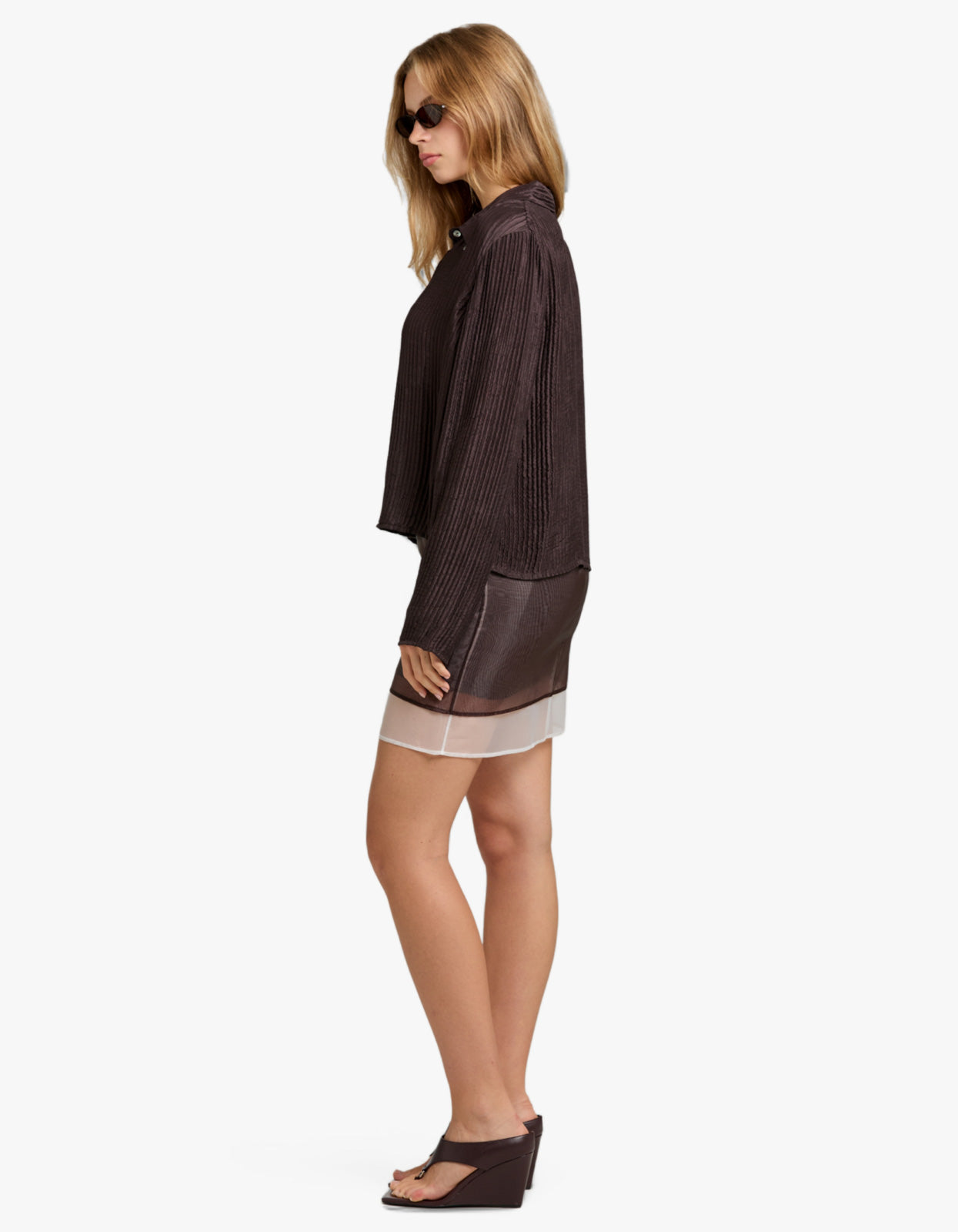 Eloise Layered Skirt - Dark Chocolate/White