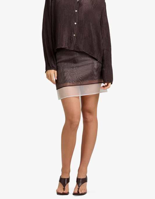 Eloise Layered Skirt - Dark Chocolate/White