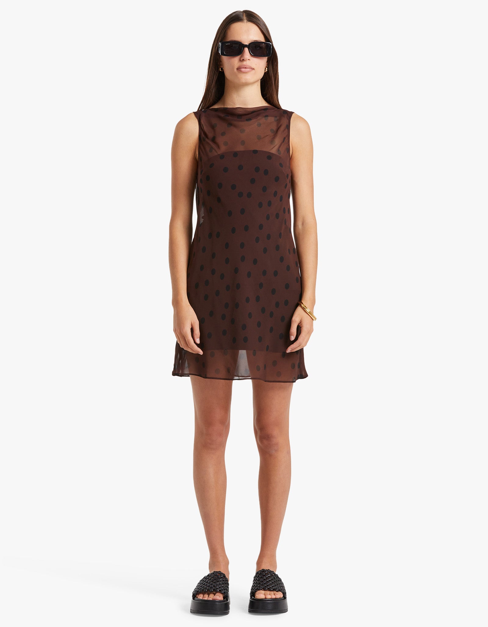 Dotted beige 2024 crush dress