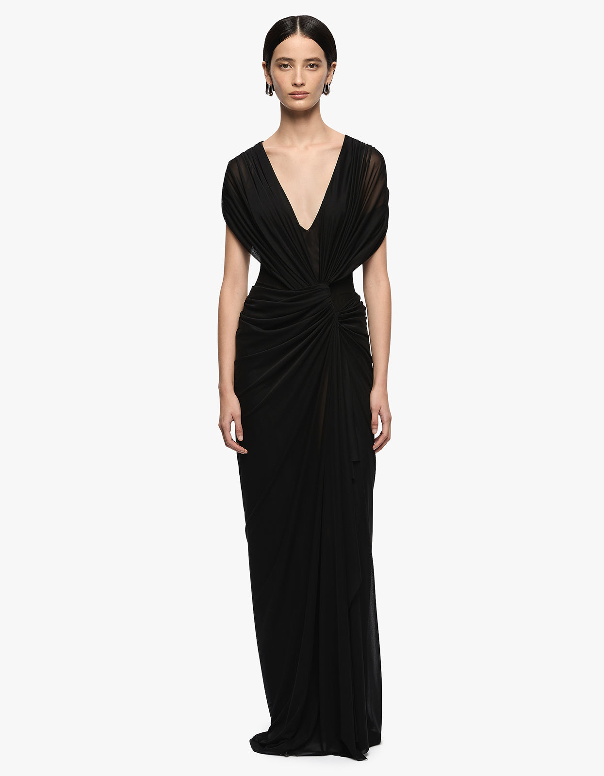 Leia Drape Maxi Dress - Black
