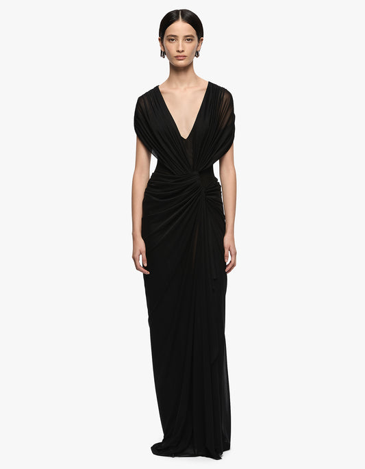 Leia Drape Maxi Dress - Black