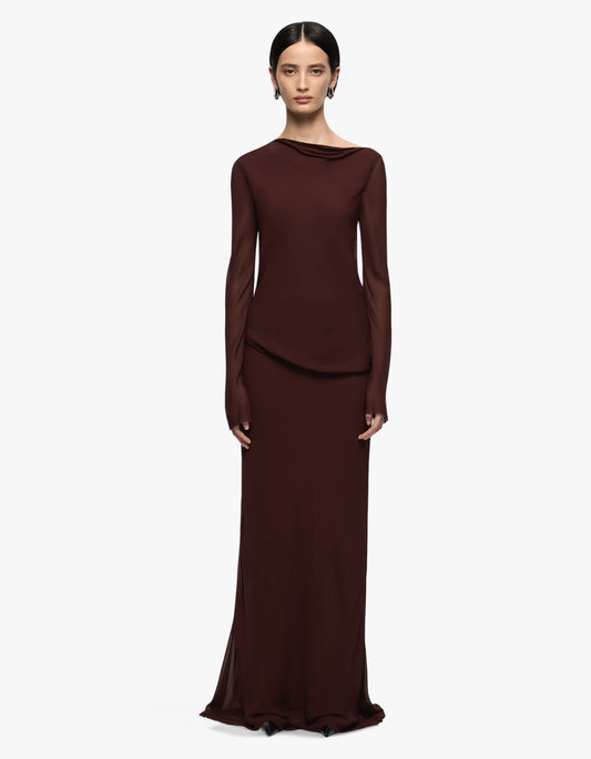 Amanda L/S Maxi Dress - Raisin