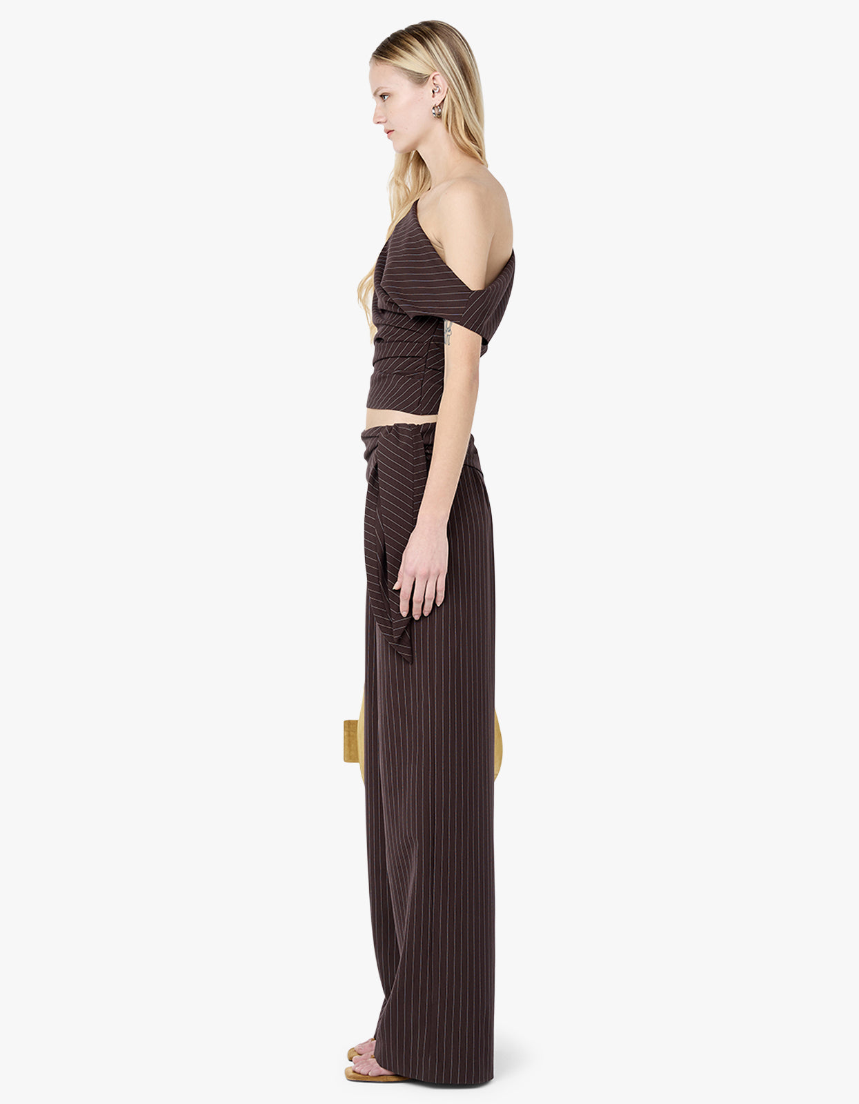 Andre Asym Top - Choc Pinstripe