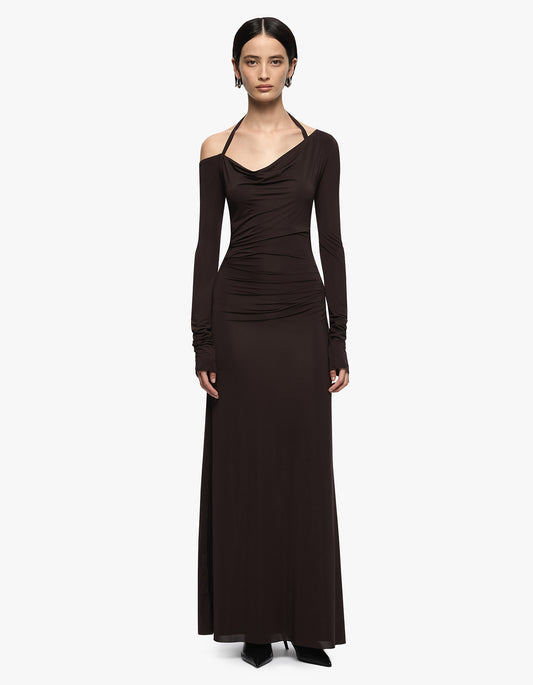 Court L/S Maxi Dress - Dark Chocolate