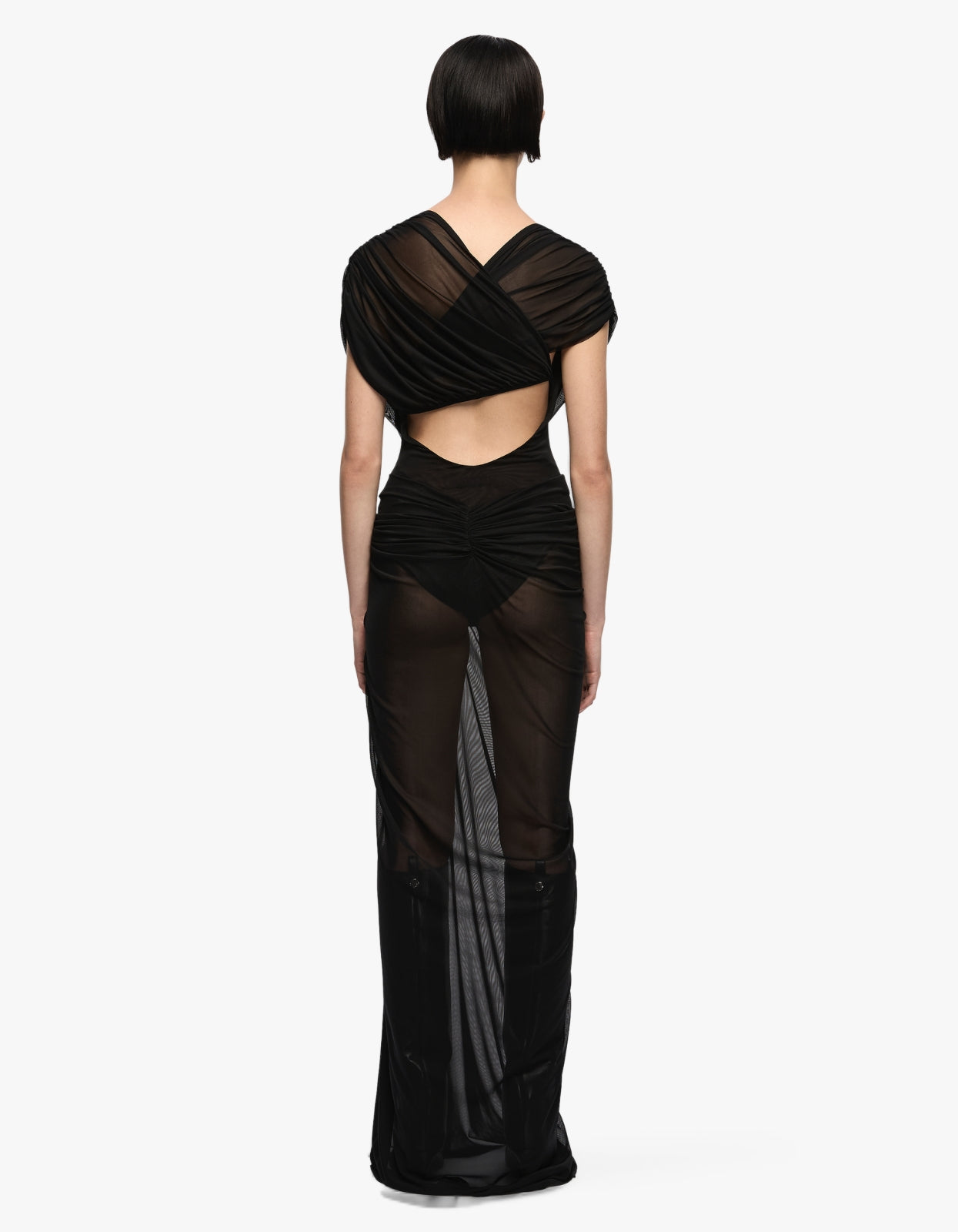Leia Drape Maxi Dress - Black