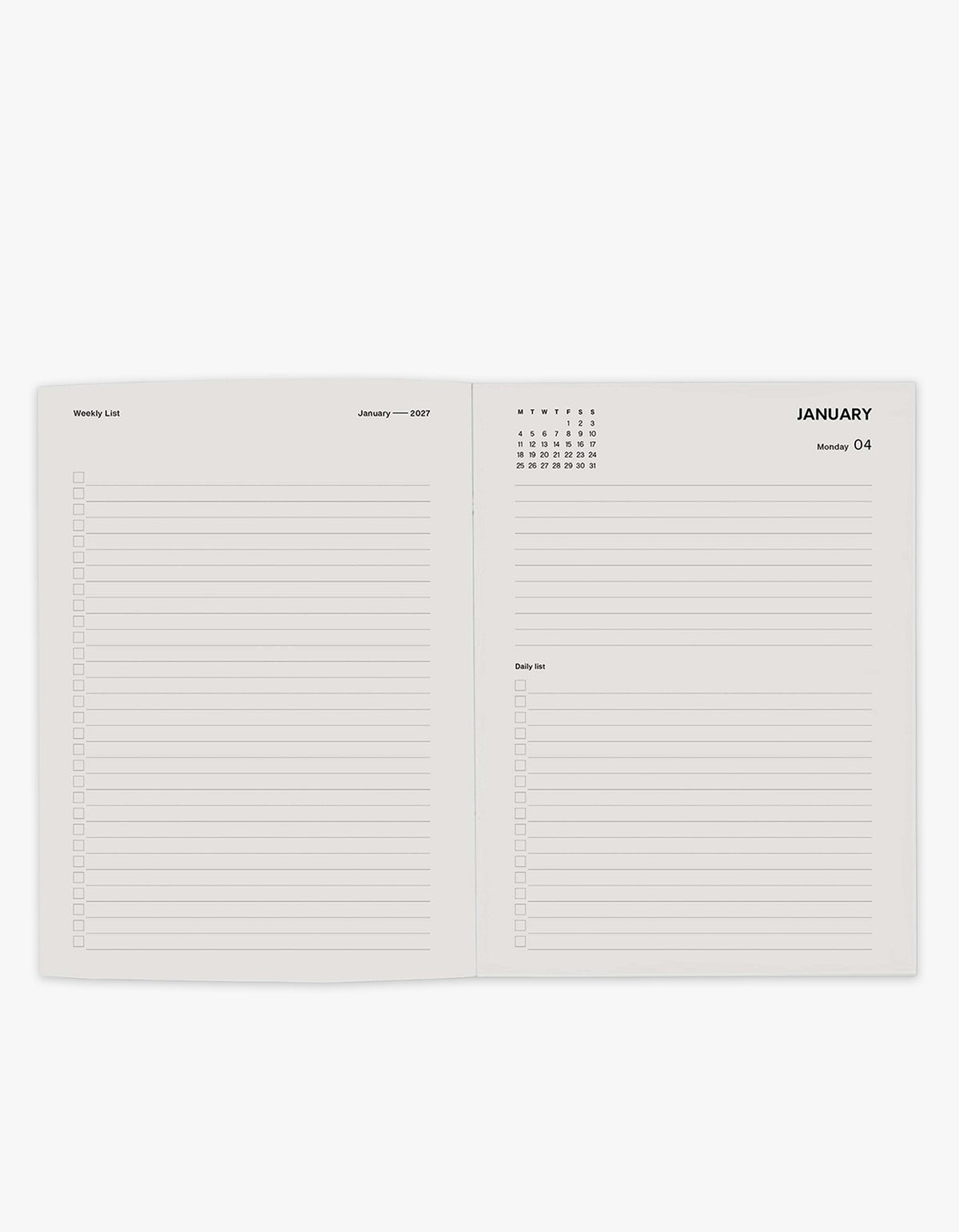 2027 Daily Diary - Minimal Typographic