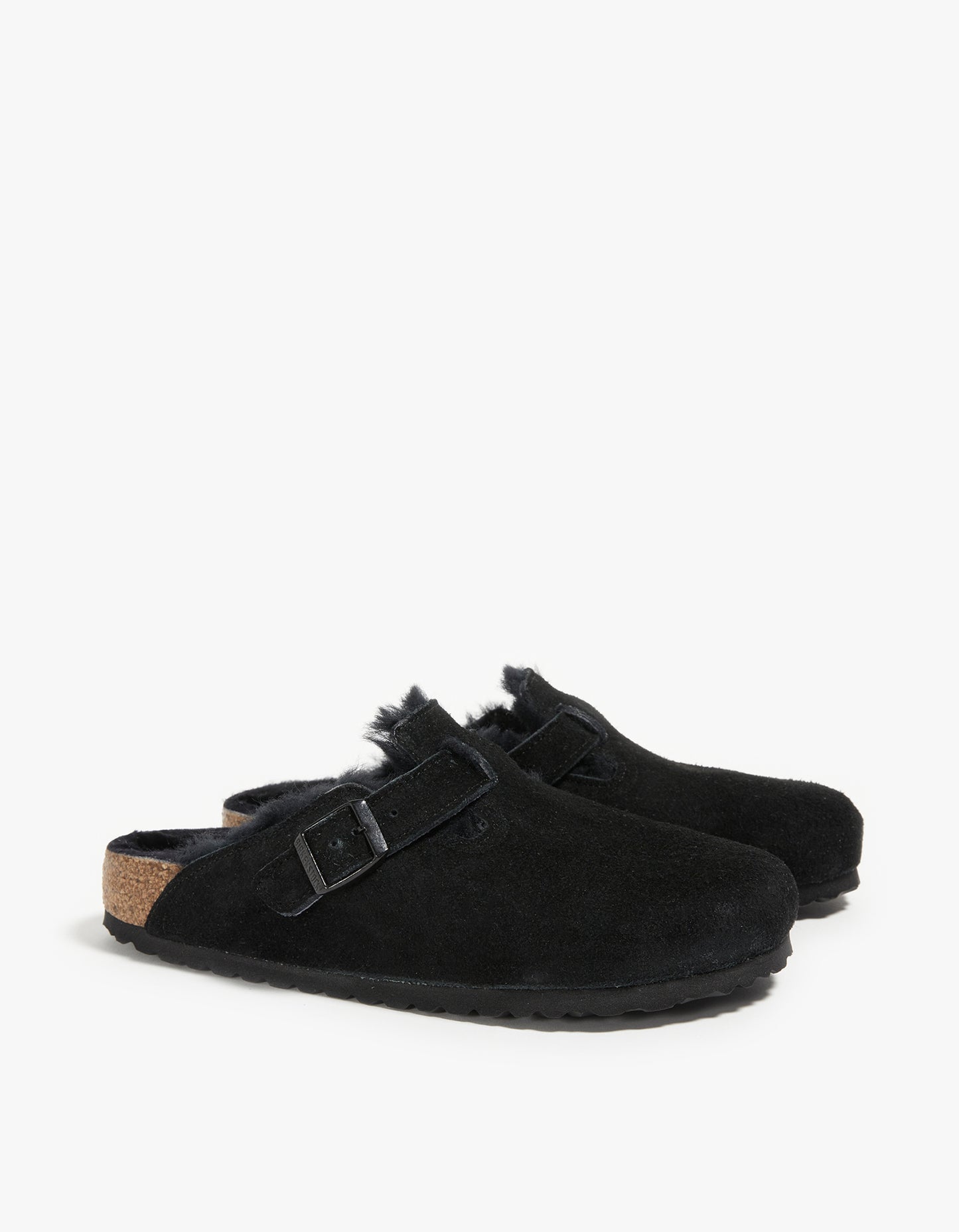 Womens Boston Shearling Suede Leather - Black