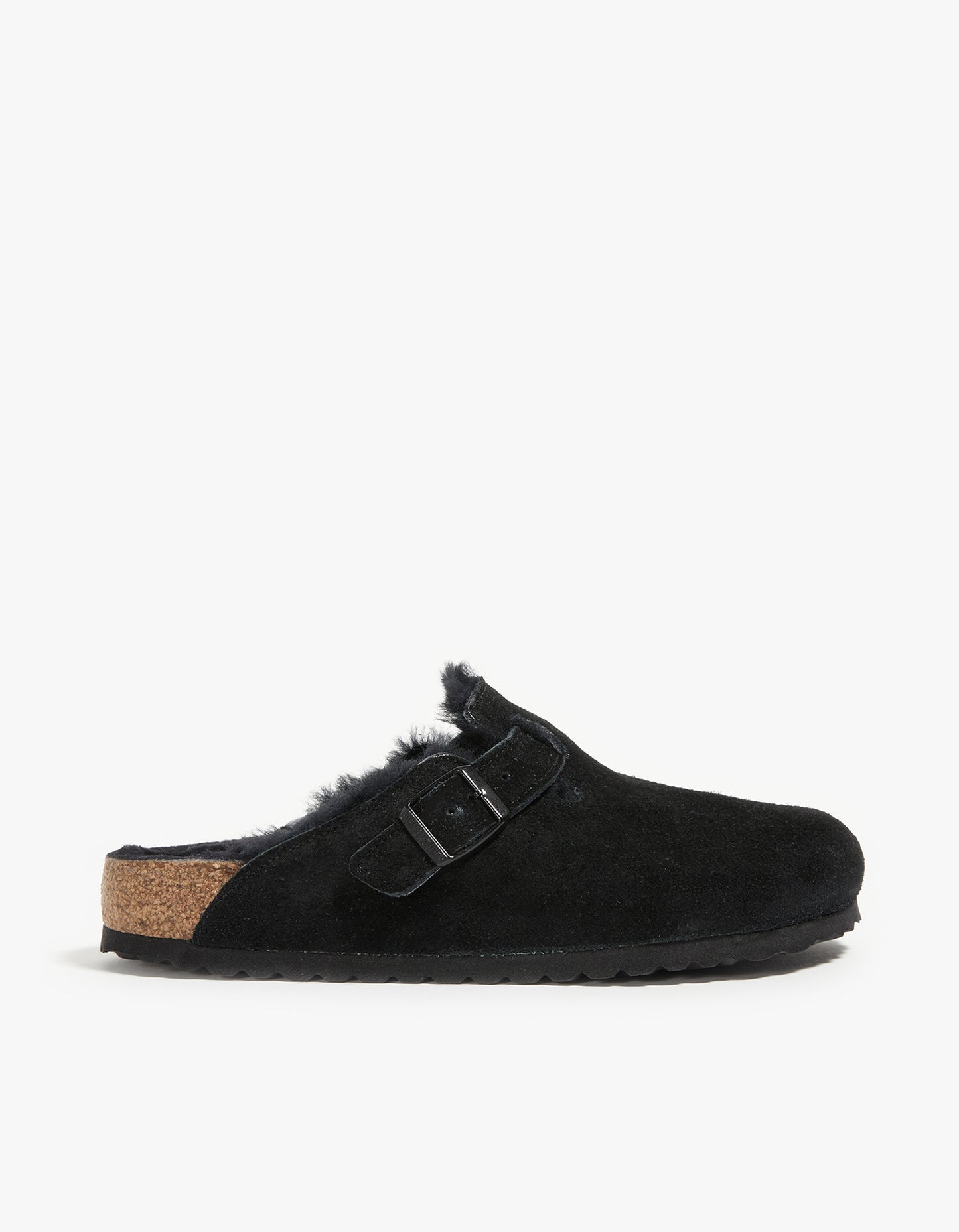 Womens Boston Shearling Suede Leather - Black