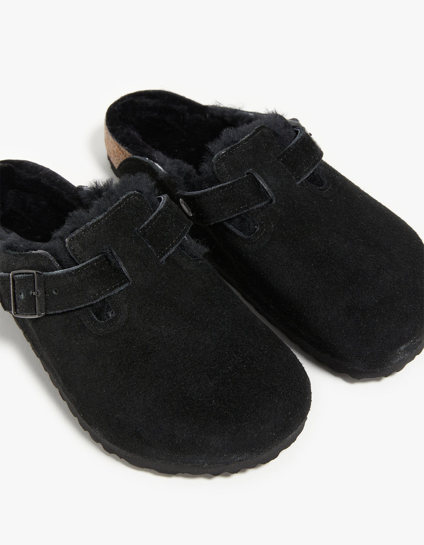 Womens Boston Shearling Suede Leather - Black