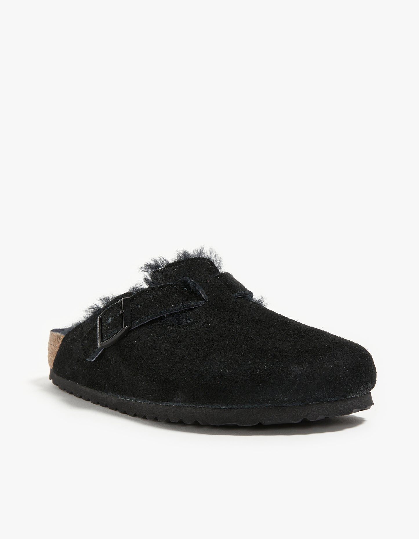Womens Boston Shearling Suede Leather - Black