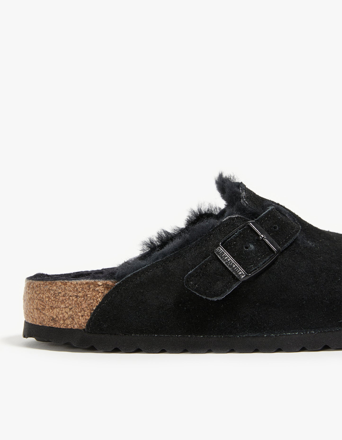 Womens Boston Shearling Suede Leather - Black