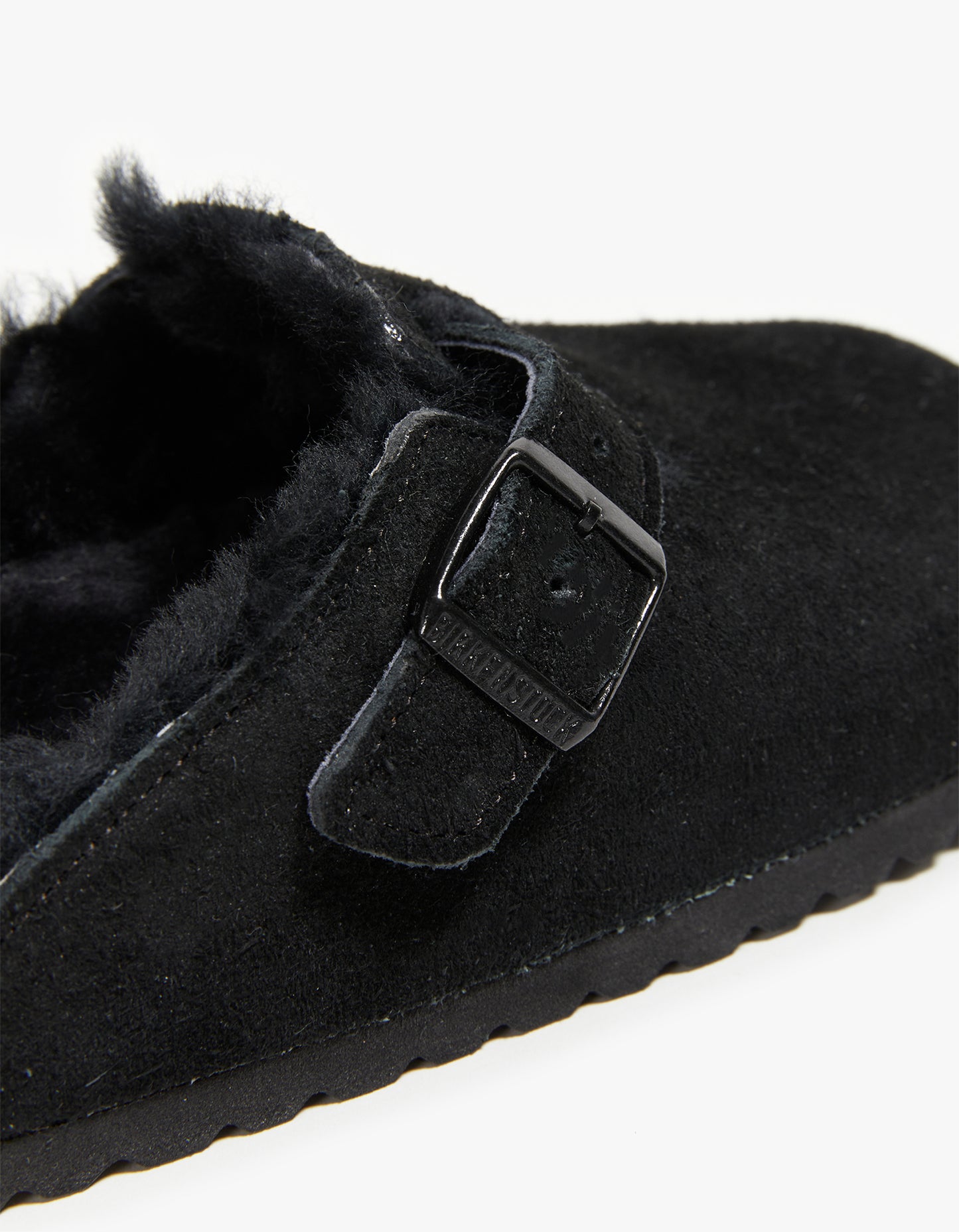 Womens Boston Shearling Suede Leather - Black