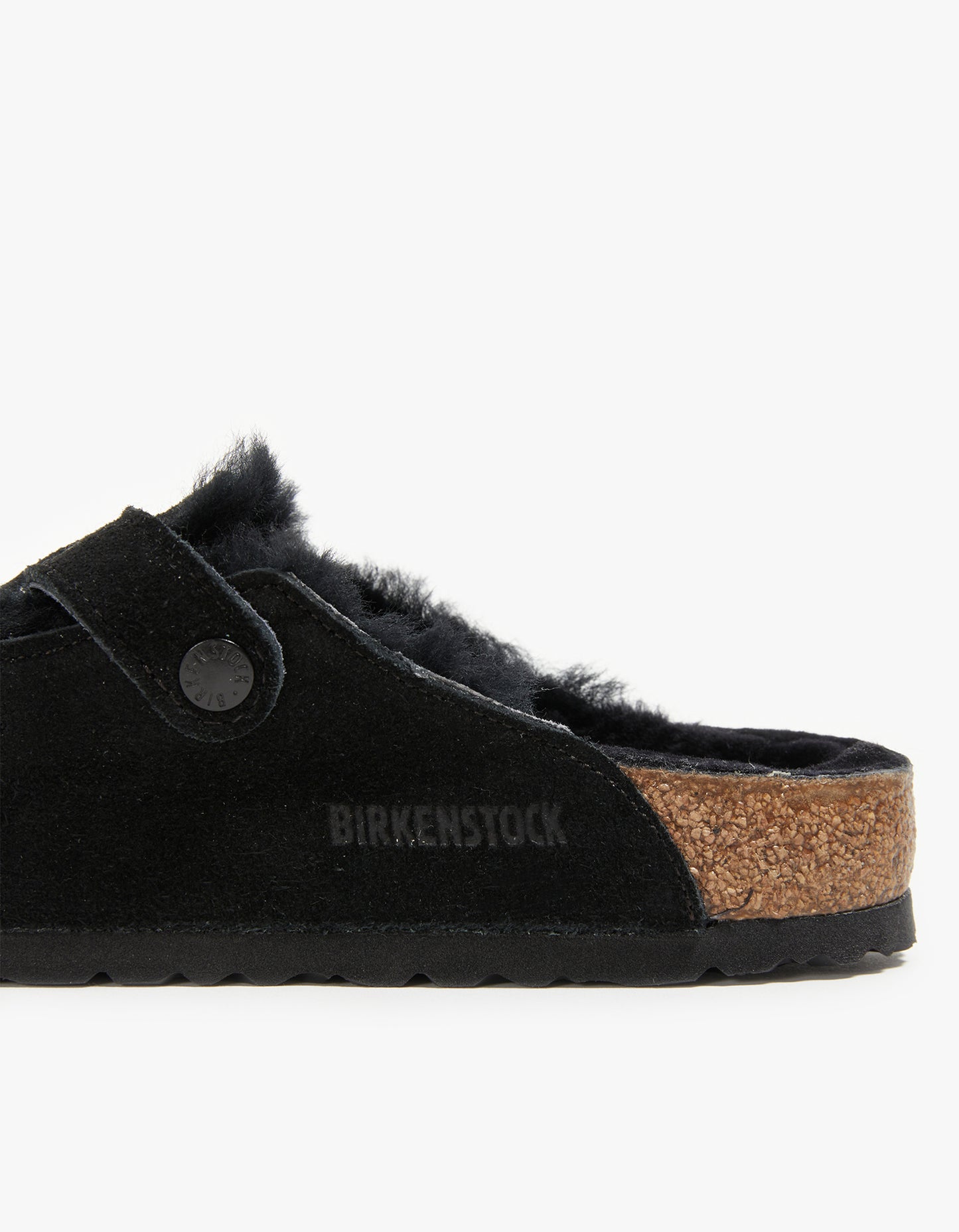 Womens Boston Shearling Suede Leather - Black
