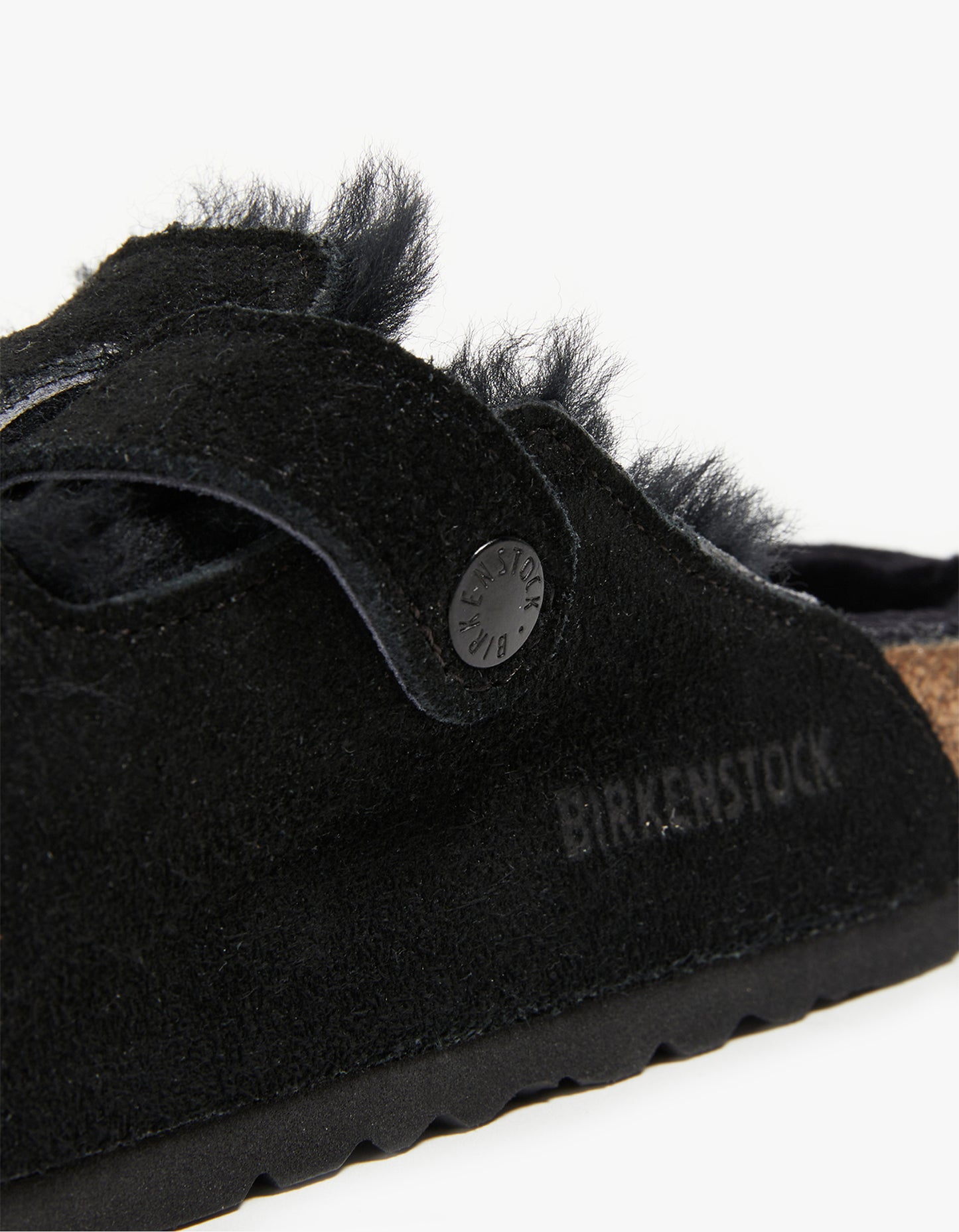 Womens Boston Shearling Suede Leather - Black