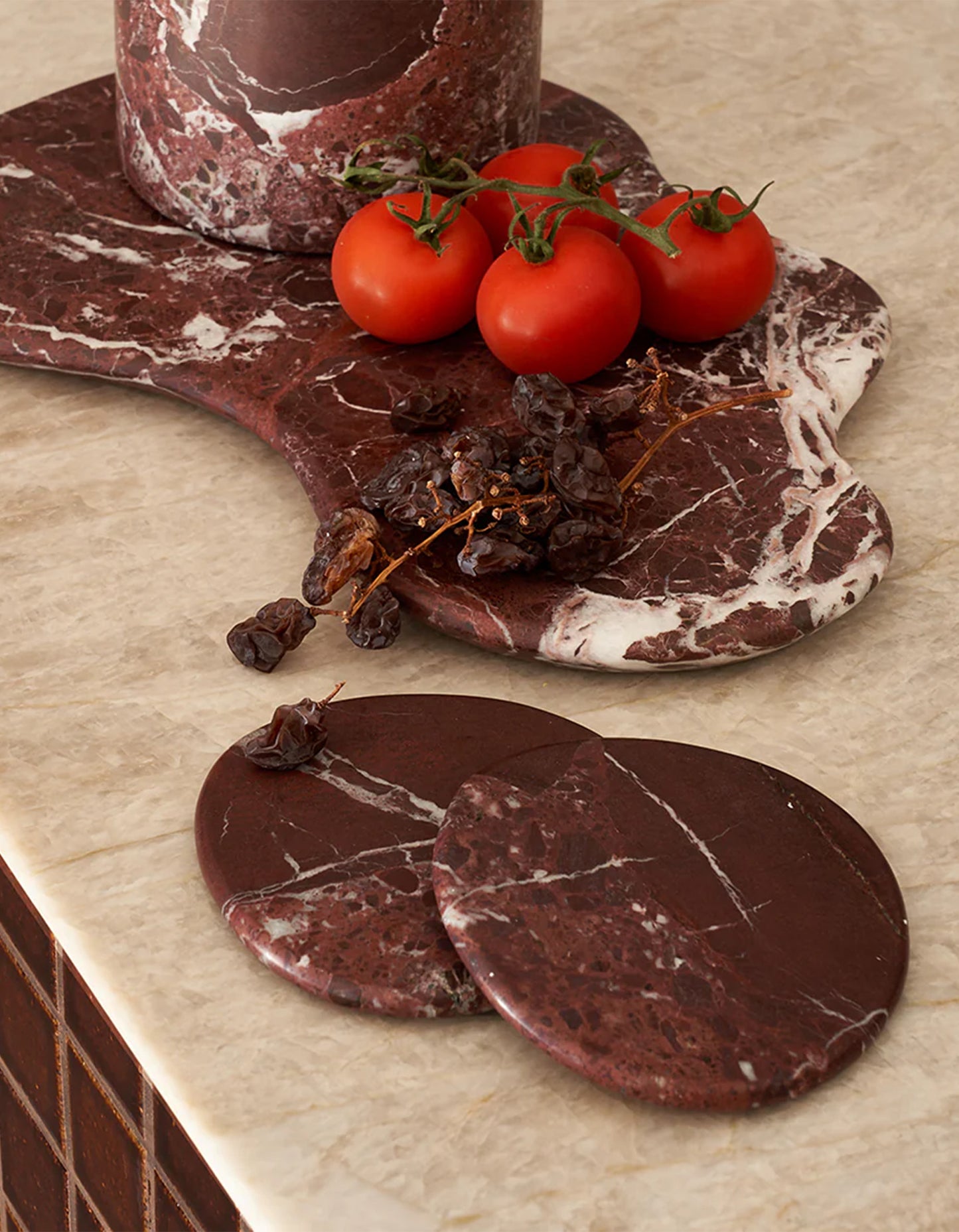 Marble Coaster Set - Rosso Levanto