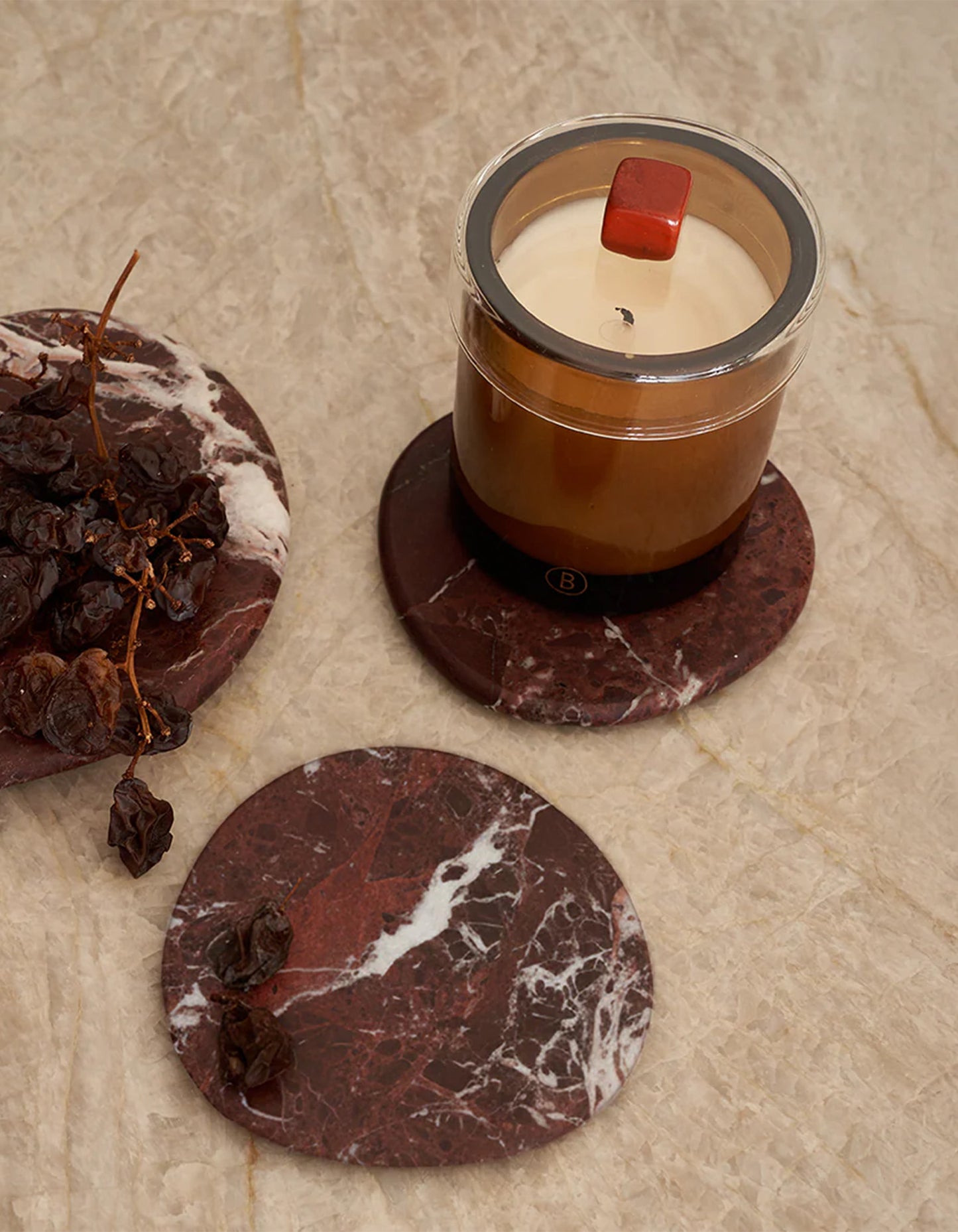 Marble Coaster Set - Rosso Levanto