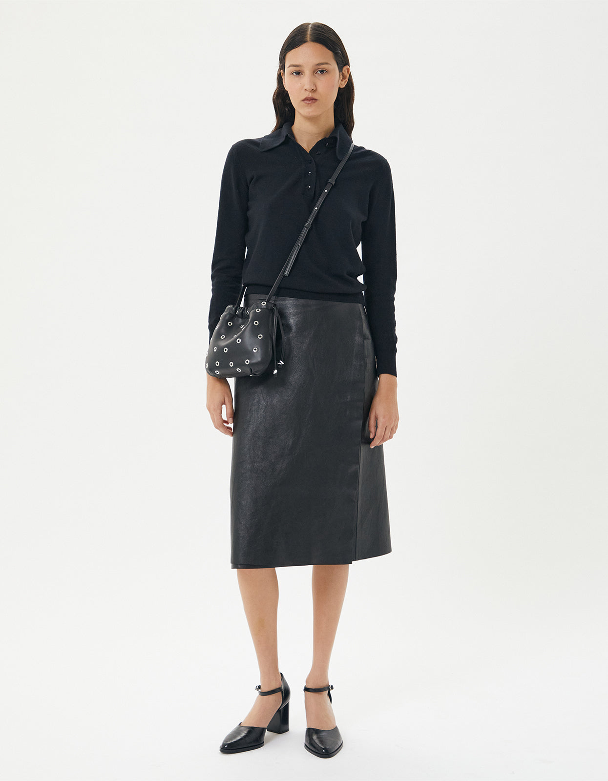 Halle Eyelet Crossbody - Black