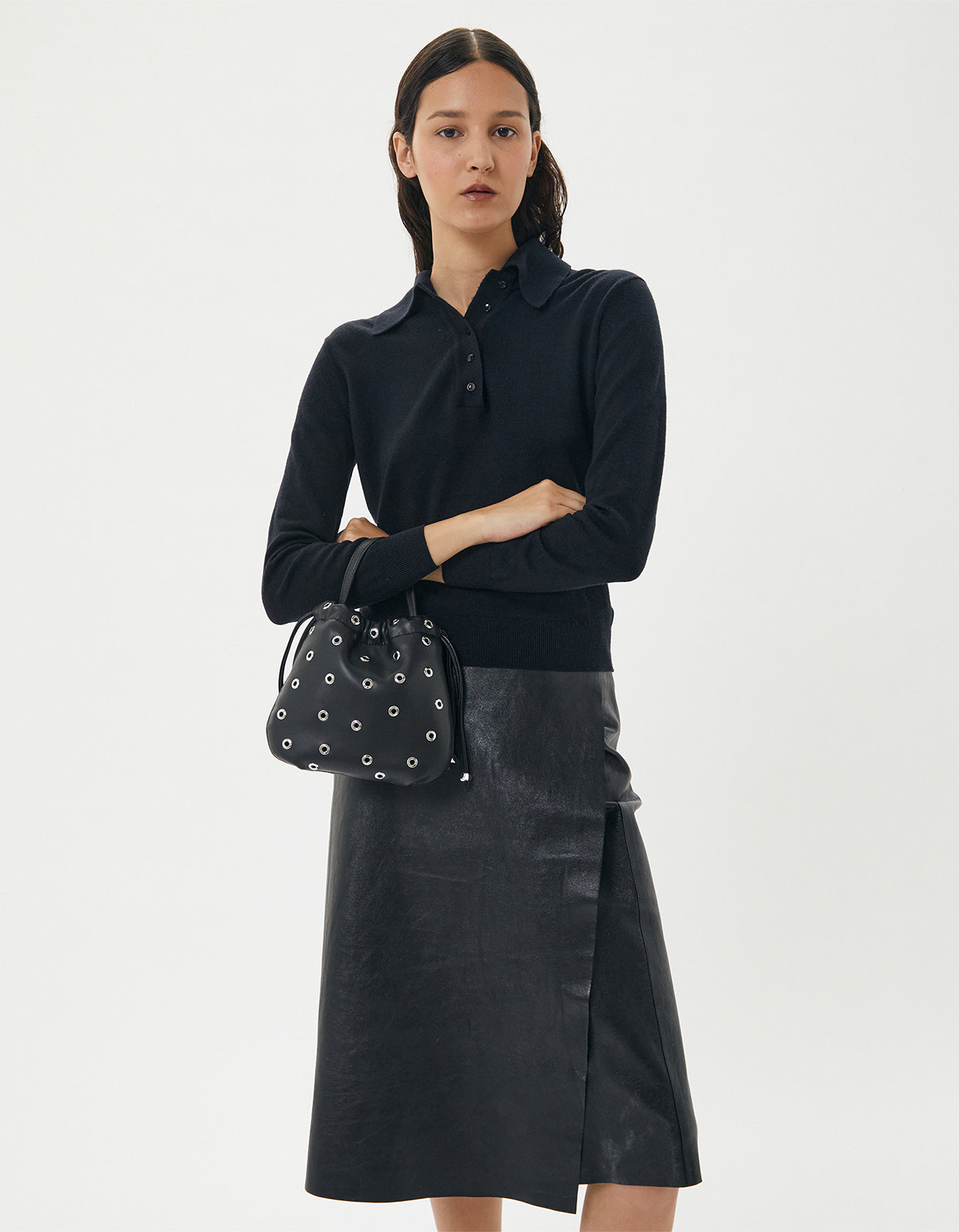 Halle Eyelet Crossbody - Black