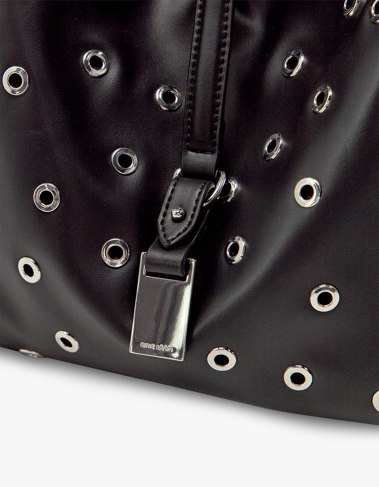 Josie Eyelet Bucket Bag - Black