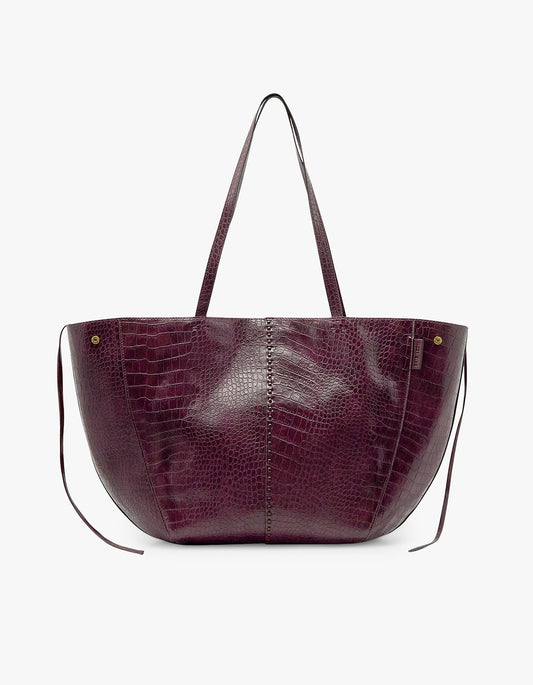 Reese Market Tote - Bordeaux Croc