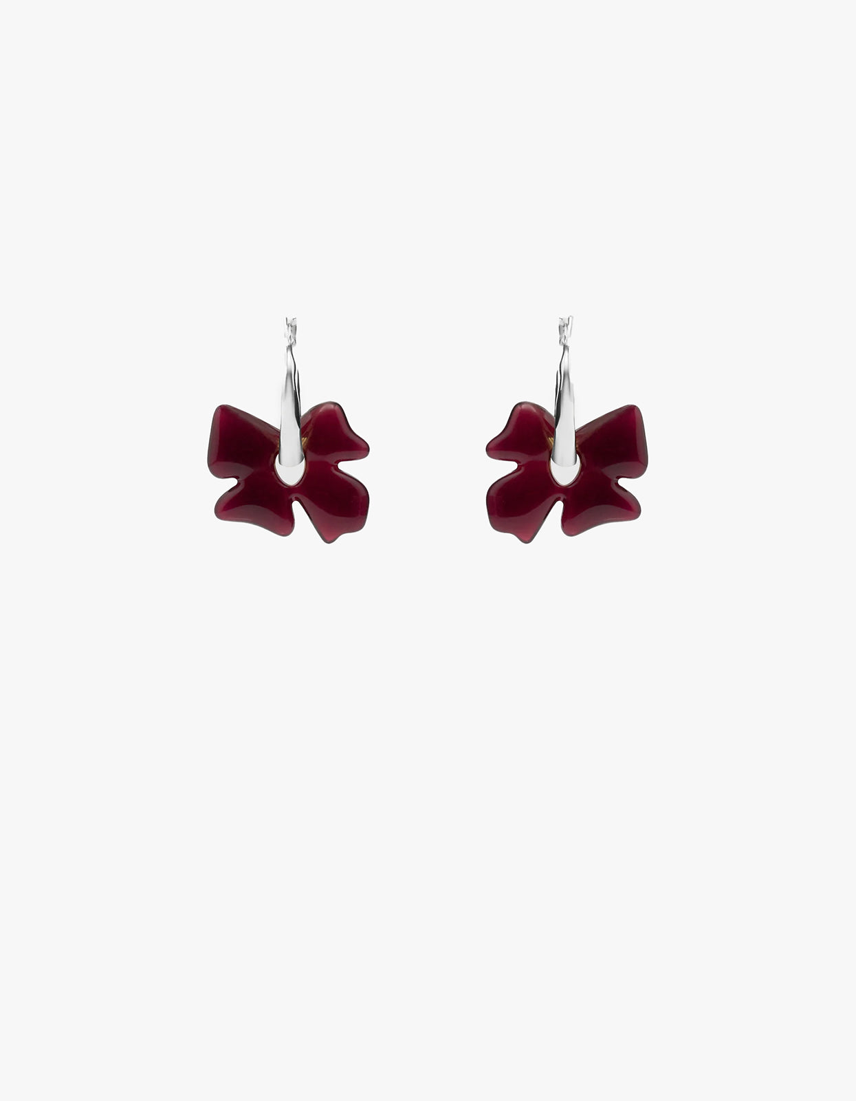 Glass Flower Earrings - Dark Plum/Silver