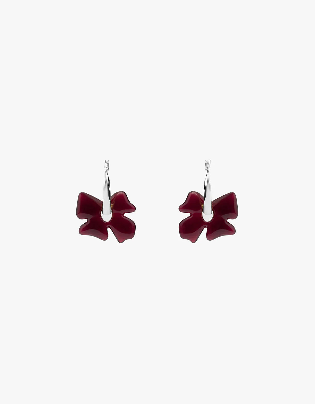 Glass Flower Earrings - Dark Plum/Silver