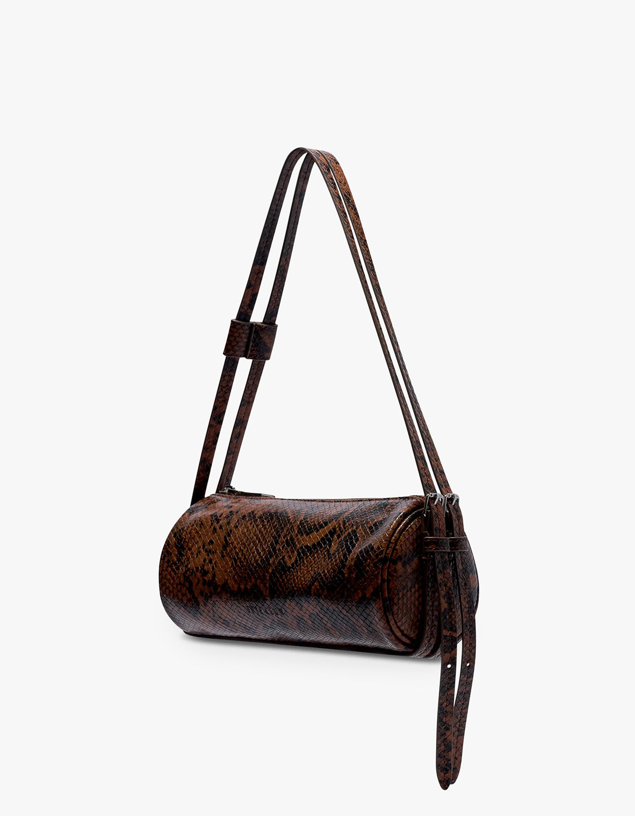 Brooke Mini Barrel Bag - Brunette Python